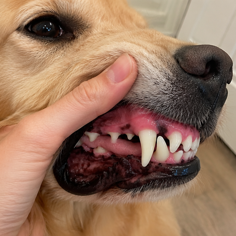 Dog's teeth after a dental cleaning