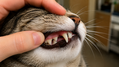 Dog's teeth after a dental cleaning